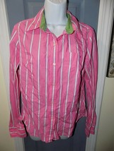 American Eagle Outfitters Favorite Fit Button Down Pink Stripe Shirt Size 10 EUC - £16.01 GBP