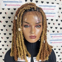 Short Faux Locs Wigs 13x4 Lace Frontal Distressed Dreadlocks Braided Wig 14 Inch - £146.71 GBP