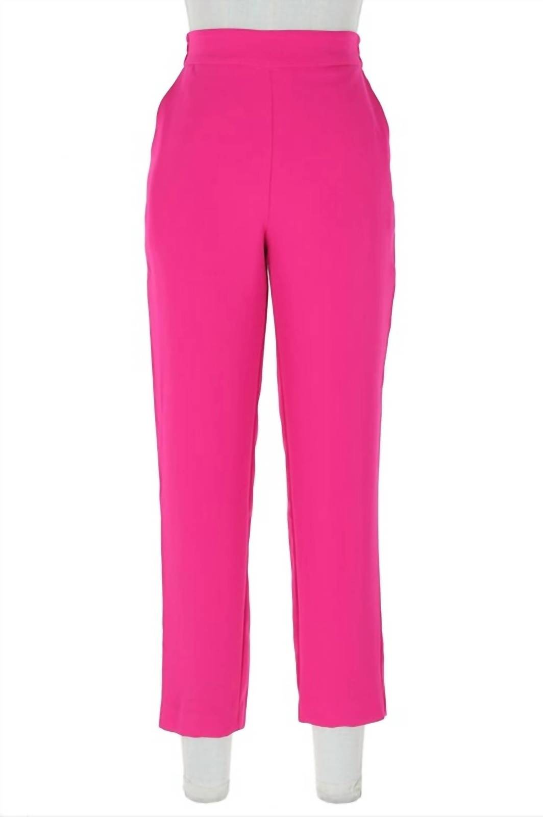 Skies Are Blue recycled poly tapred pants with waist band in Pink
