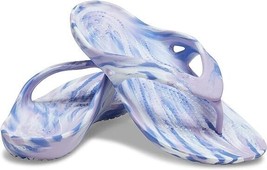 Crocs Kadee II Flip Flop Sandals Womens 6 Marbled Purple 208331-5PT NEW - £23.63 GBP