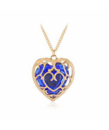 Large Blue Gemstone Caged within a golden Wire Mesh, with 20 inch golden... - $45.75 CAD