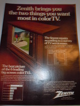  Vintage Zenith Big Screen Color TV Print Magazine Advertisement 1973 - $5.99