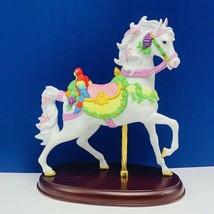 Carousel enchantment porcelain horse figurine Franklin mint parrot cockatoo bird - £130.51 GBP
