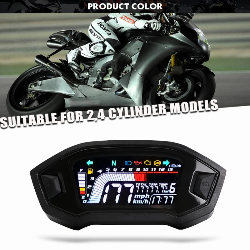 DC8-12V Multifunctional Motorcycle Dashboard Digital Speedometer Thermometer - - £31.51 GBP