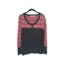 Woolrich Top Womens Small Petite Long Sleeve Crew Neck Black Red Casual - £17.64 GBP