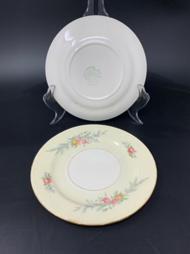 Primary image for 2 Old Vintage Homer Laughlin 6-1/4" Bread & Butter Plate Pink Yellow Blue Flower