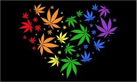 Rainbow Love Marijuana Pot Leaf Heart 3 X 5 Flag 3x5 Banner FL674 Flags New - £6.03 GBP