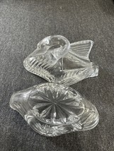 Clear Lead Crystal Nesting Swan Jewelry Trinket Box Candy Dish 3.75” L 3.25” T - £10.45 GBP