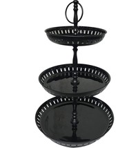 3 Tiered Serving Stand - Black Painted Metal Serving Tray - Food Grade Quailty - £39.92 GBP