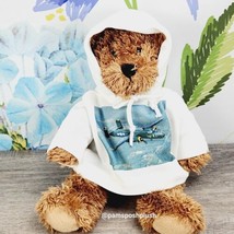 Bear King Originals Brown Bear Plush 10&quot;  Fighter Plane White Sweatshirt - £7.99 GBP