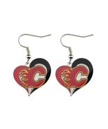 NHL Calgary Flames Swirl Heart Earrings - $13.75 CAD