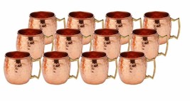 100% Pure Copper Hand Hammered Copper Moscow Mule Mugs Cups Copper Mug 12 Pc - $83.40