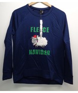 So It Is Sze Medium FLEECE NAVIDAD Navy Christmas Sweatshirt New Womens ... - £38.66 GBP