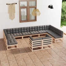  Garden Lounge Set Natural Wood Solid Pinewood Large Seats Many - $32,357.26 MXN
