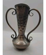 Vintage Hammered Copper Gregorian Copper Bud Vase 7&quot; Tall, 5 1/2&quot; wide - £11.35 GBP