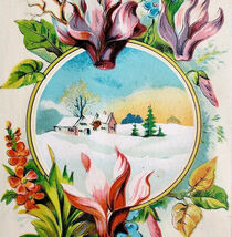 C1900s Victorian Trade Greeting Card  Lithograph Easter Flower Winter Sc... - $28.01 CAD