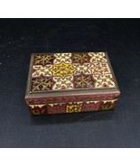 Marquetry Khatam Kari Enameled Brass Box Mosaic Jewelry Trinket Inlay - $507.86 MXN