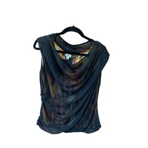 Worthington Womens XL Layered Sheer Black Top Multicolor Tank Underneath Orange - £10.10 GBP