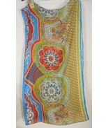 Multicolor Sheer Infinity rectangle scarf abstract ethnic print - $736.77 MXN