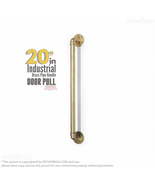 Un-lacquered Brass Industrial Pipe Door Pull Handle | Polished Brass Doo... - £95.09 GBP