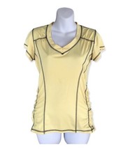 90 Degrees By Reflex Active V-Neck T-Shirt Yellow Lightweight Spandex womens S - £8.09 GBP