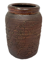 Vintage &#39;85 Rockhouse Pottery Vase Ken, Theresa Poole, Brown 7&quot; - £37.96 GBP