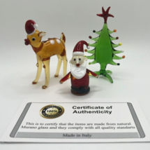 New Christmas Collection!! Murano Glass Handcrafted Santa &amp; Deer &amp; Tree Figurine - £51.41 GBP