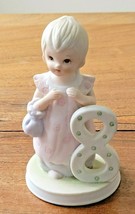 Lefton The Christopher Collection 03448H Porcelain Birthday Girl Age 8 Figurine - £7.07 GBP