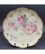 Antique AKD Klingenberg Limoges France Hand Painted Plate w/Pink Roses G... - £39.19 GBP