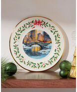 Lenox 2025 Holiday Collector Plate Night Snow Horse Drawn Carriage Bridg... - $80.00