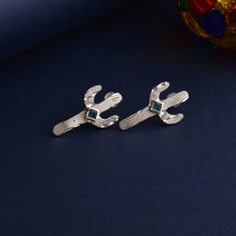 Cute Cactus with Green Onyx Stud 925 Sterling Silver Earrings - £89.80 GBP