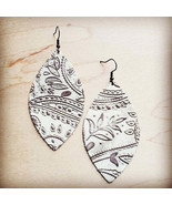 Leather Oval Earring Oyster Paisley - £22.07 GBP