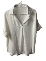 Unbranded Womens White Short Sleeve Cuffed with Button up Back Blouse Si... - $14.92