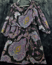 Express Sheath Dress Women Size Medium Black Purple Paisley Polyester Round Neck - £17.58 GBP