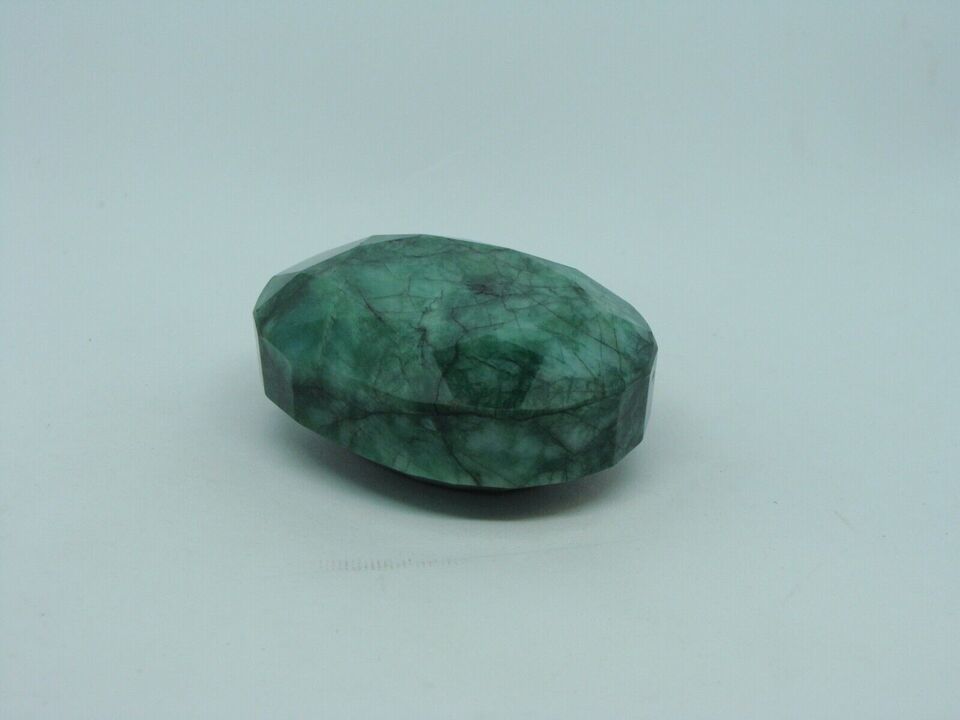 574 Carats Natural Emerald Color Enhanced Green Oval Faceted Cut Gemstone Stone Item image 5