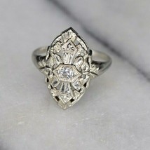 1.70CT Künstlicher Diamant Marquise Form Lochmuster Vintage Ring Sterlingsilber - £227.52 GBP
