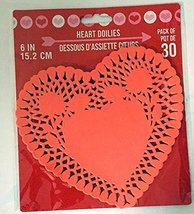 30 Red Heart Shaped Die Cut Paper Doilies - 6 inches - £6.42 GBP