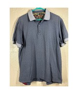 Robert Graham Polo Shirt Mens Blue Striped Collared Short Sleeve Size Me... - $27.45