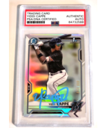 Yiddi Cappe Autographed 2021 Bowman Chrome Mojo REFRACTOR RC Marlins PSA... - $34.95