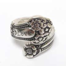 LOVE Adjustable Spoon Ring Sterling Silver - £12.10 GBP
