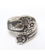 LOVE Adjustable Spoon Ring Sterling Silver - £12.13 GBP