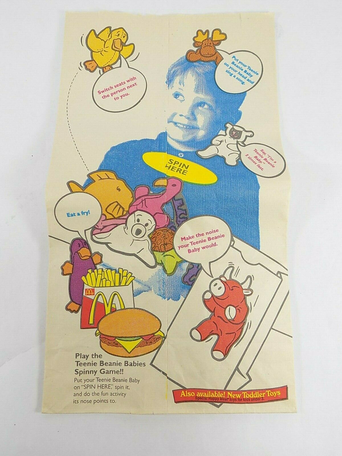 RARE 1997 McDonalds BEANIE BABIES HAPPY MEAL PAPER BAG McD# 11729 NEW! - $4.94