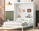 Merax Wood Modern Murphy, Wall Bed with Shelves, Queen Size, White - $1,904.99