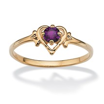 Womens 14K Gold Gp Birthstone Amethyst Heart Shape Ring Size Gp 5 6 7 8 9 10 - £63.20 GBP