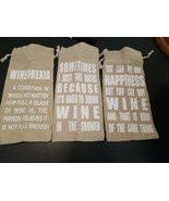 Vino Please 3 canvas decorative wine bottle covers accents - $6.86