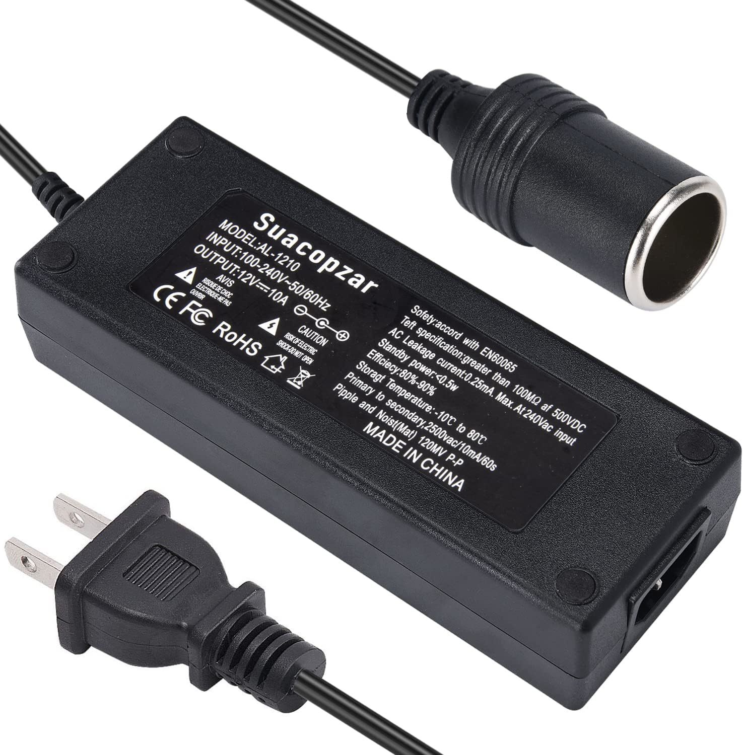 12V 10A Car Power Adapter Female Auto Cigarette Lighter Plug, Ac 100-240... - $30.73