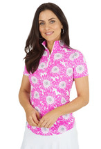Nwt Ladies Ibkul Ruthie Hot Pink Short Sleeve Mock Golf Shirt M &amp; L - £51.34 GBP