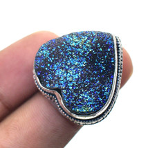 Blue Titanium Drusy Vintage Style Gemstone Handmade Ring Jewelry 5.50&quot; SA 1460 - £5.18 GBP