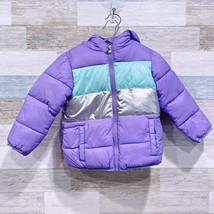 Members Mark Cozy Puffer Jacket Purple Sherpa Lined Insulated Toddler Gi... - £15.76 GBP