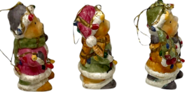 Vintage Ceramic Santa Teddy Bears Hanging Christmas Ornaments Set of 3 - 3.5" image 5